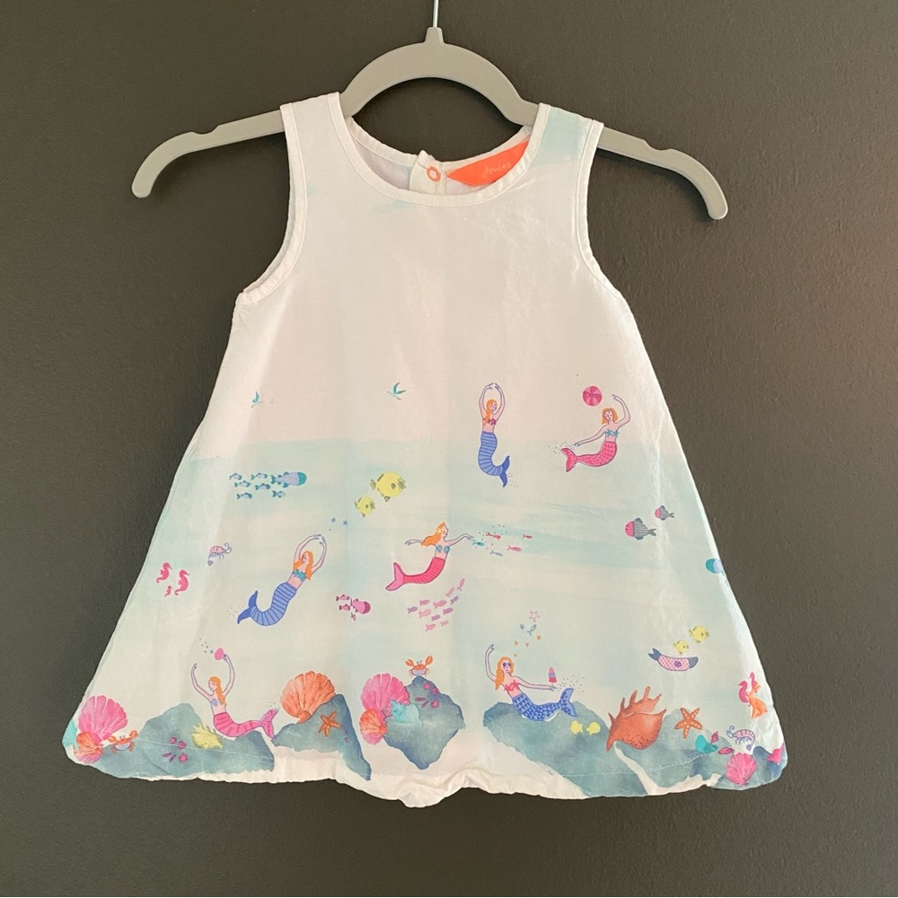 Joules white spring summer mermaid dress baby girl 6-9 months